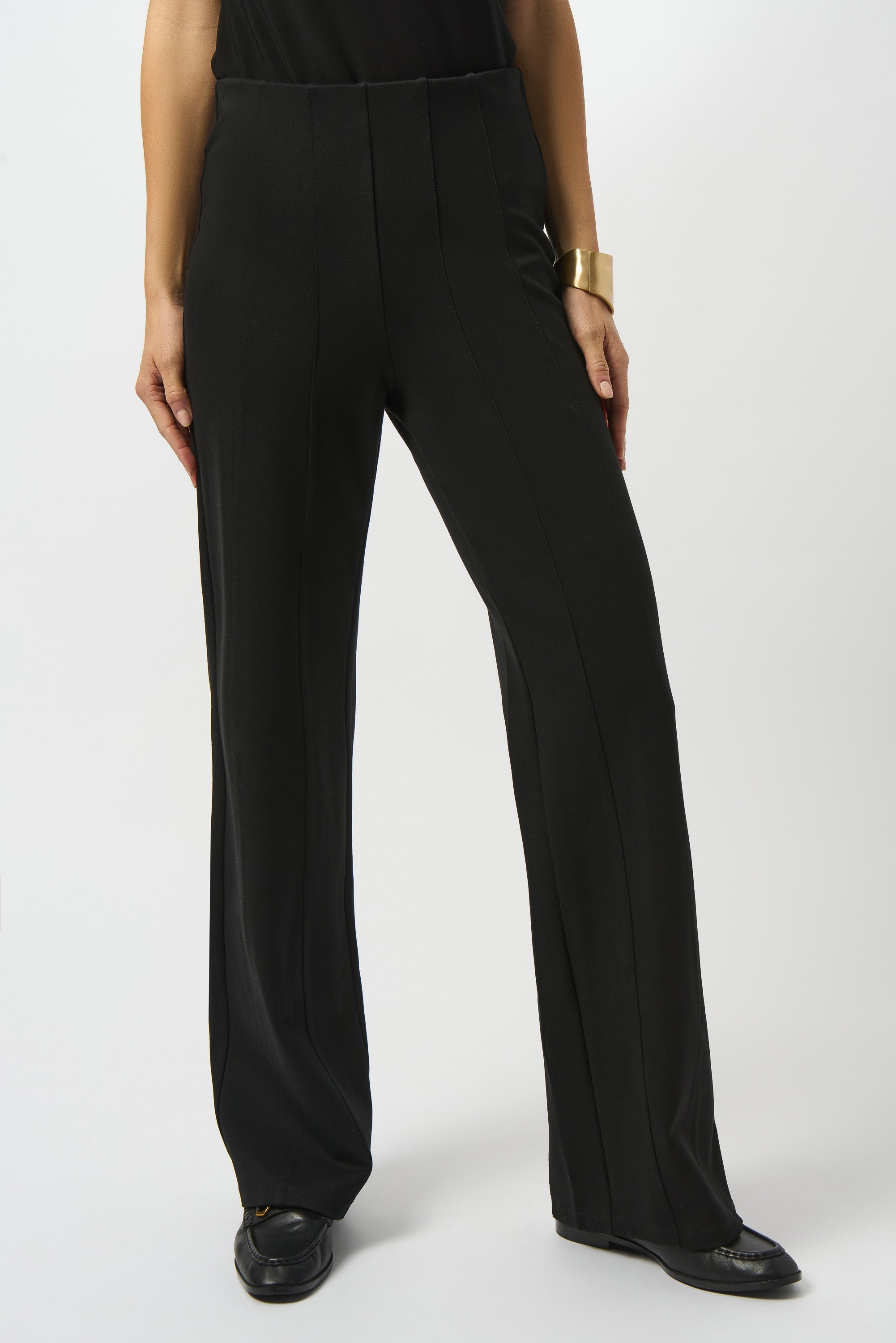 Pantalón de pierna ancha de punto grueso negro 253919