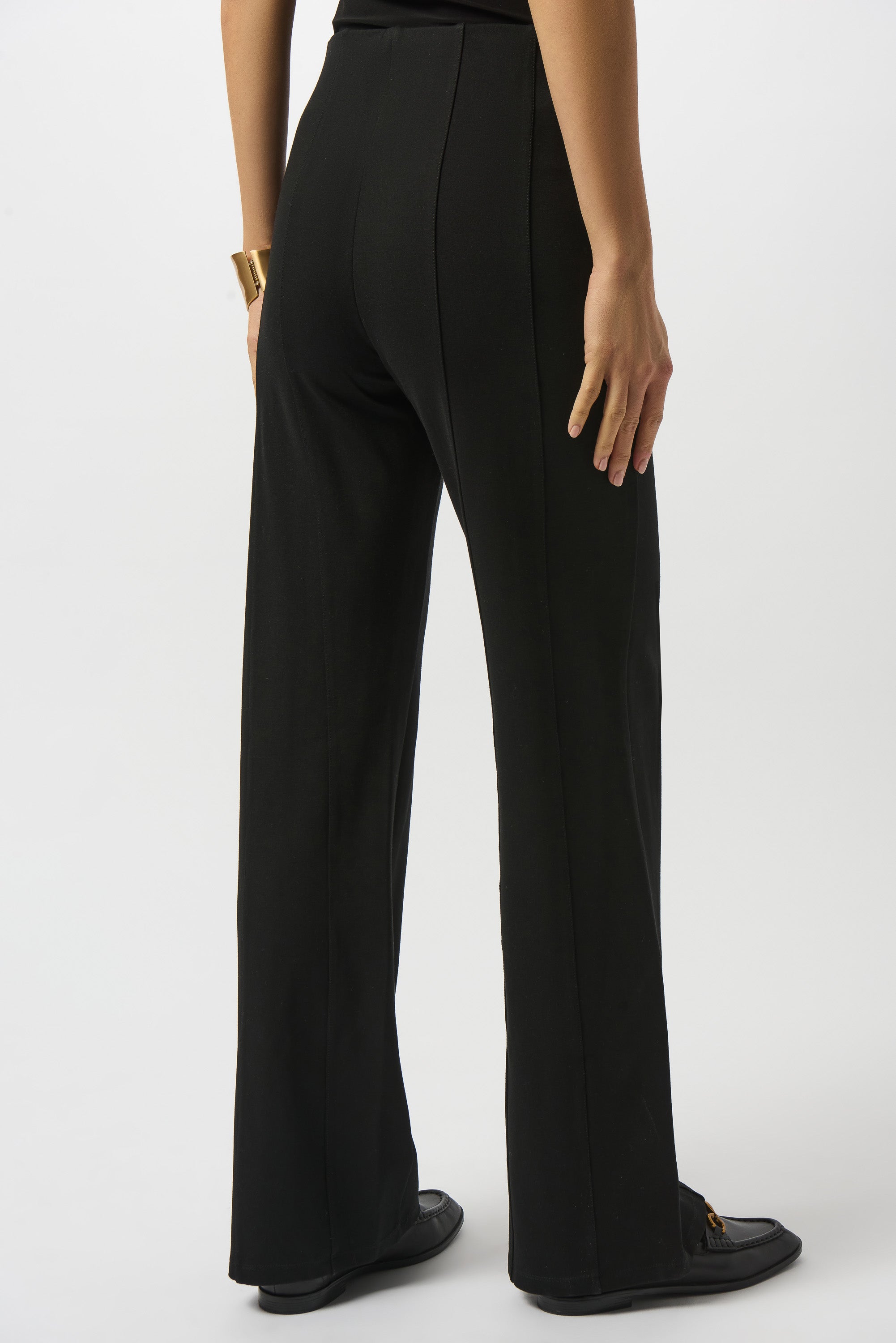 Pantalón de pierna ancha de punto grueso negro 253919