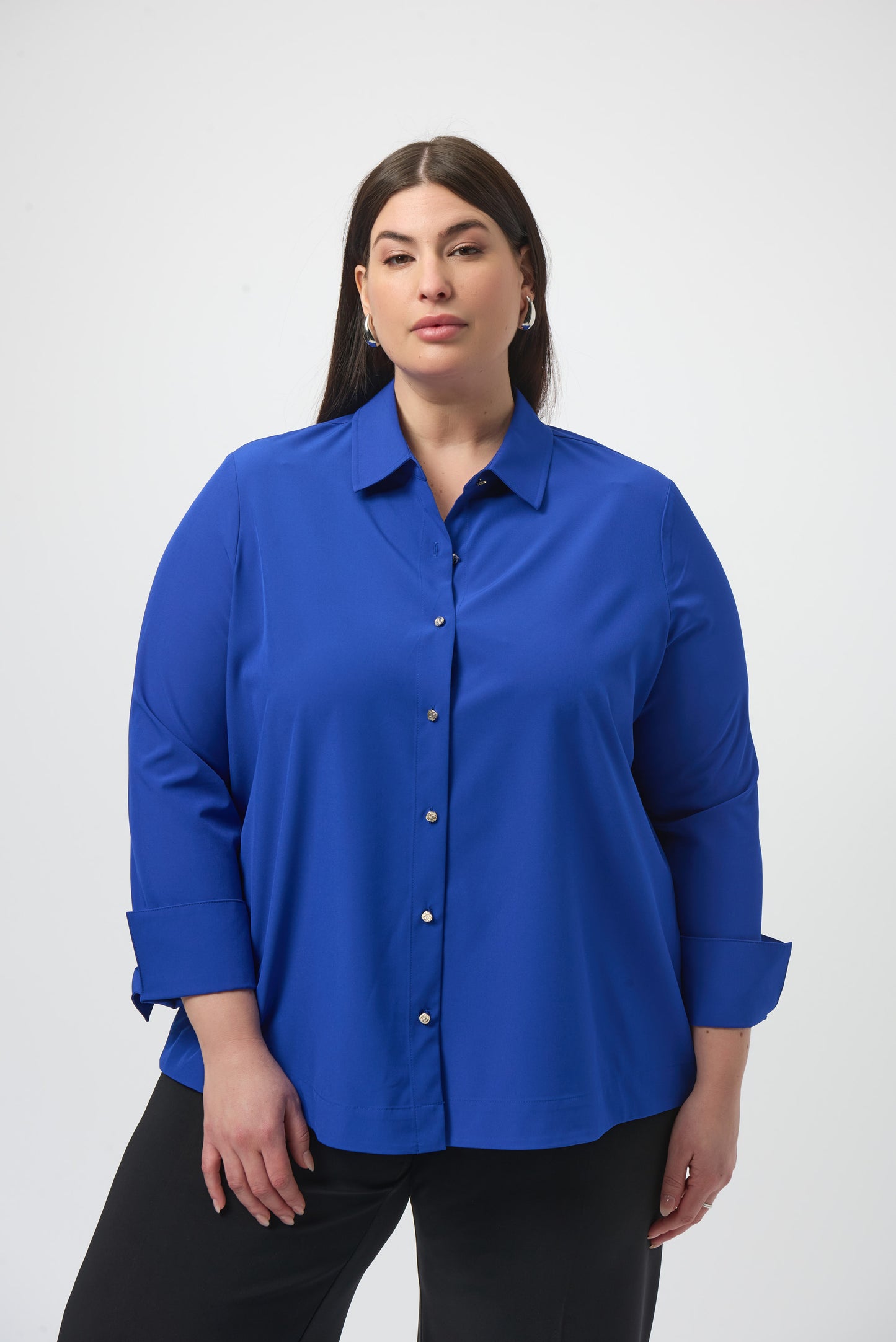 Blusa elástica con cierre trasero azul zafiro 253923