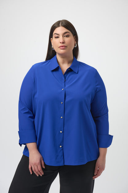 Blusa elástica con cierre trasero azul zafiro 253923