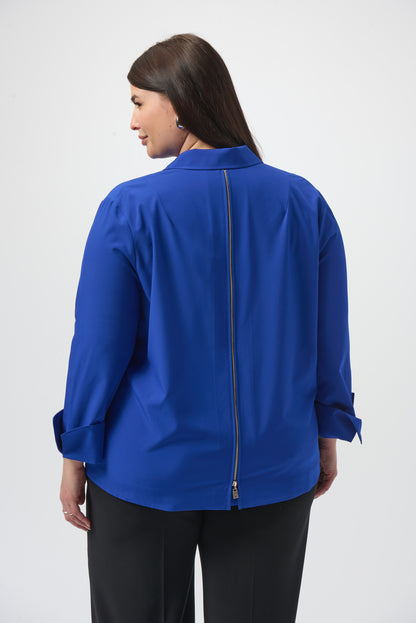 Blusa elástica con cierre trasero azul zafiro 253923