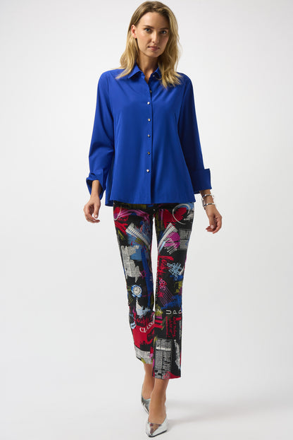 Blusa elástica con cierre trasero azul zafiro 253923