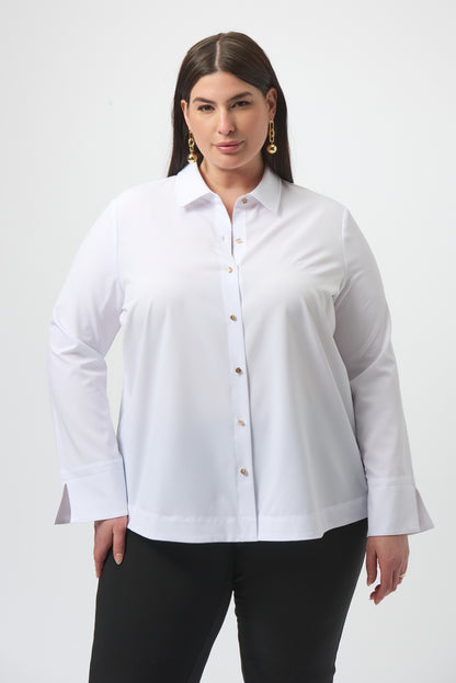 Blusa elástica con cierre trasero blanco 253923