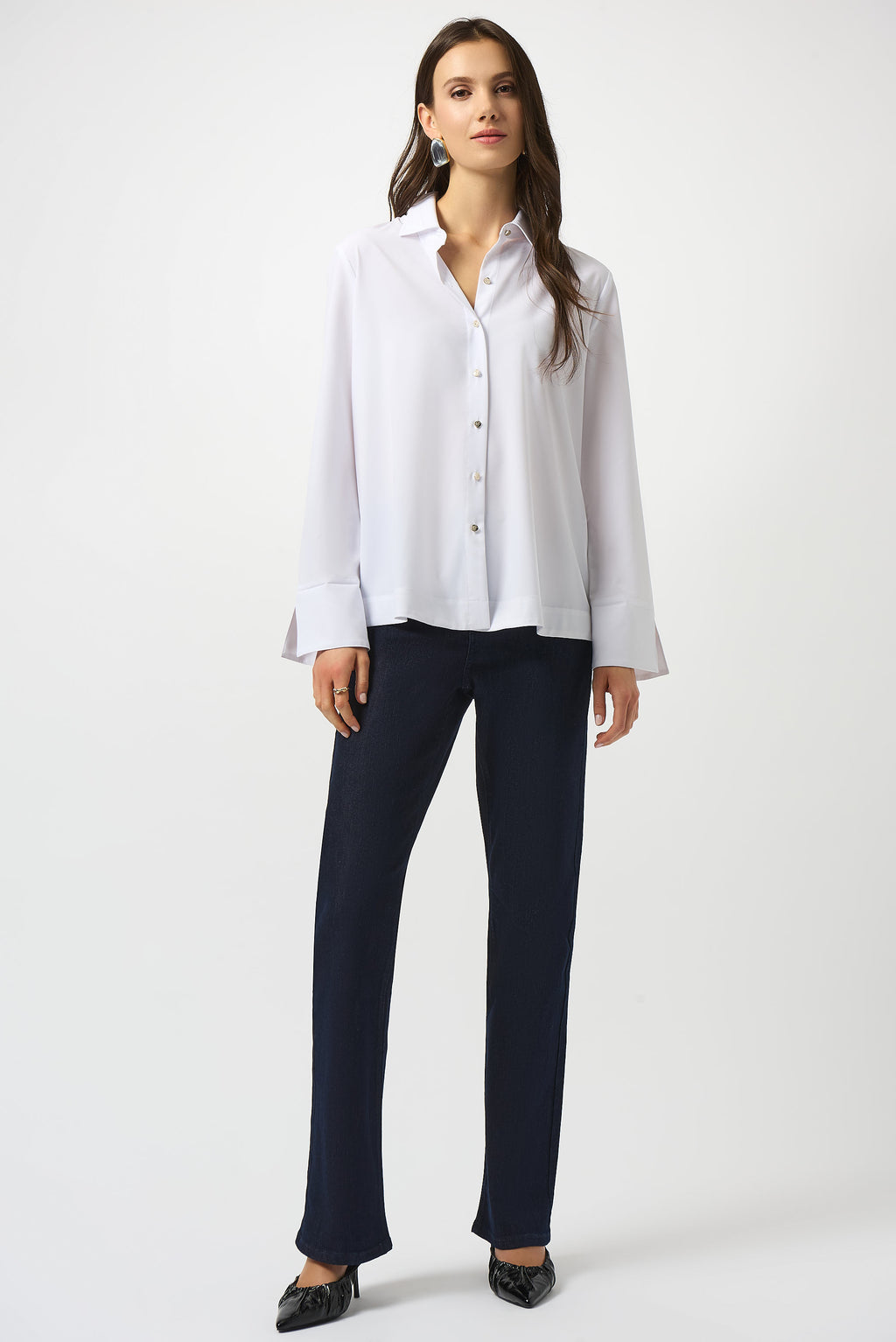 Blusa elástica con cierre trasero blanco 253923