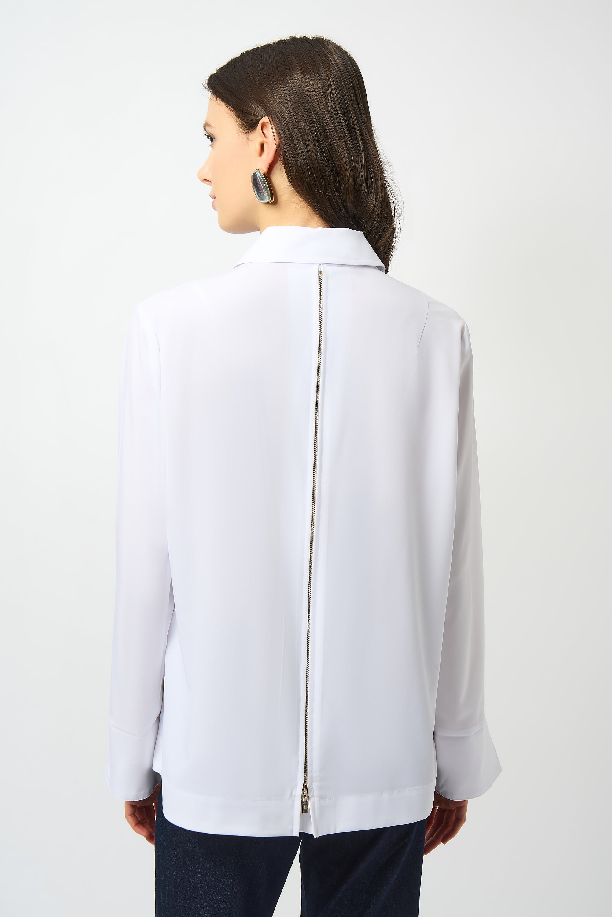 Blusa elástica con cierre trasero blanco 253923