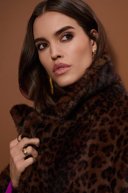 Abrigo de piel sintética con estampado de leopardo 253937