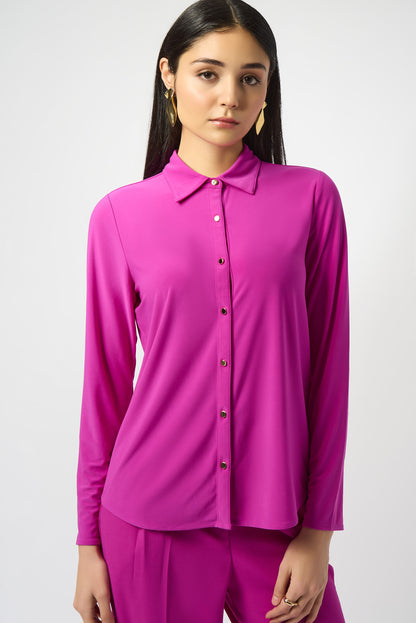 Blusa con cuello camisero rosa cosmos 253941
