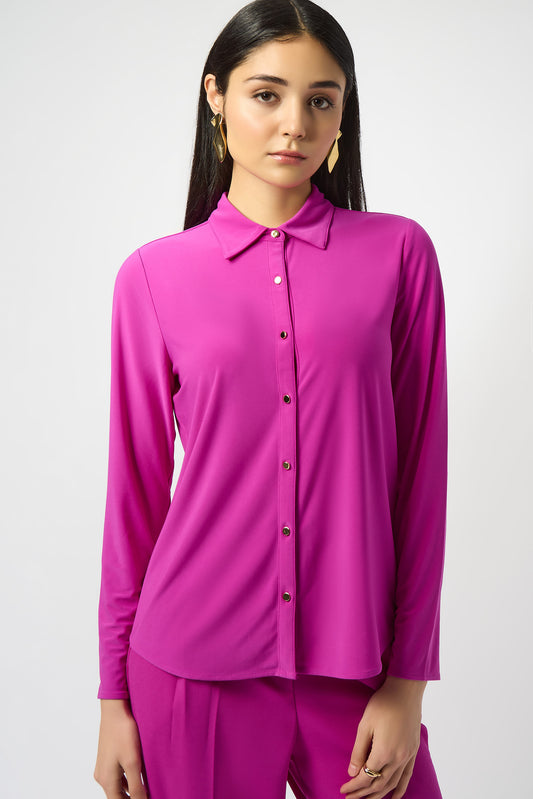 Blusa con cuello camisero rosa cosmos 253941