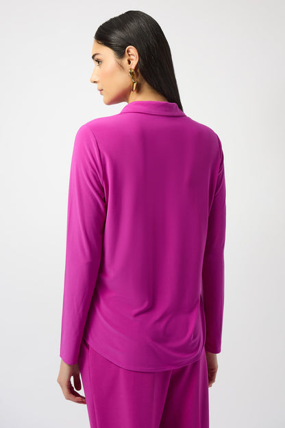 Blusa con cuello camisero rosa cosmos 253941