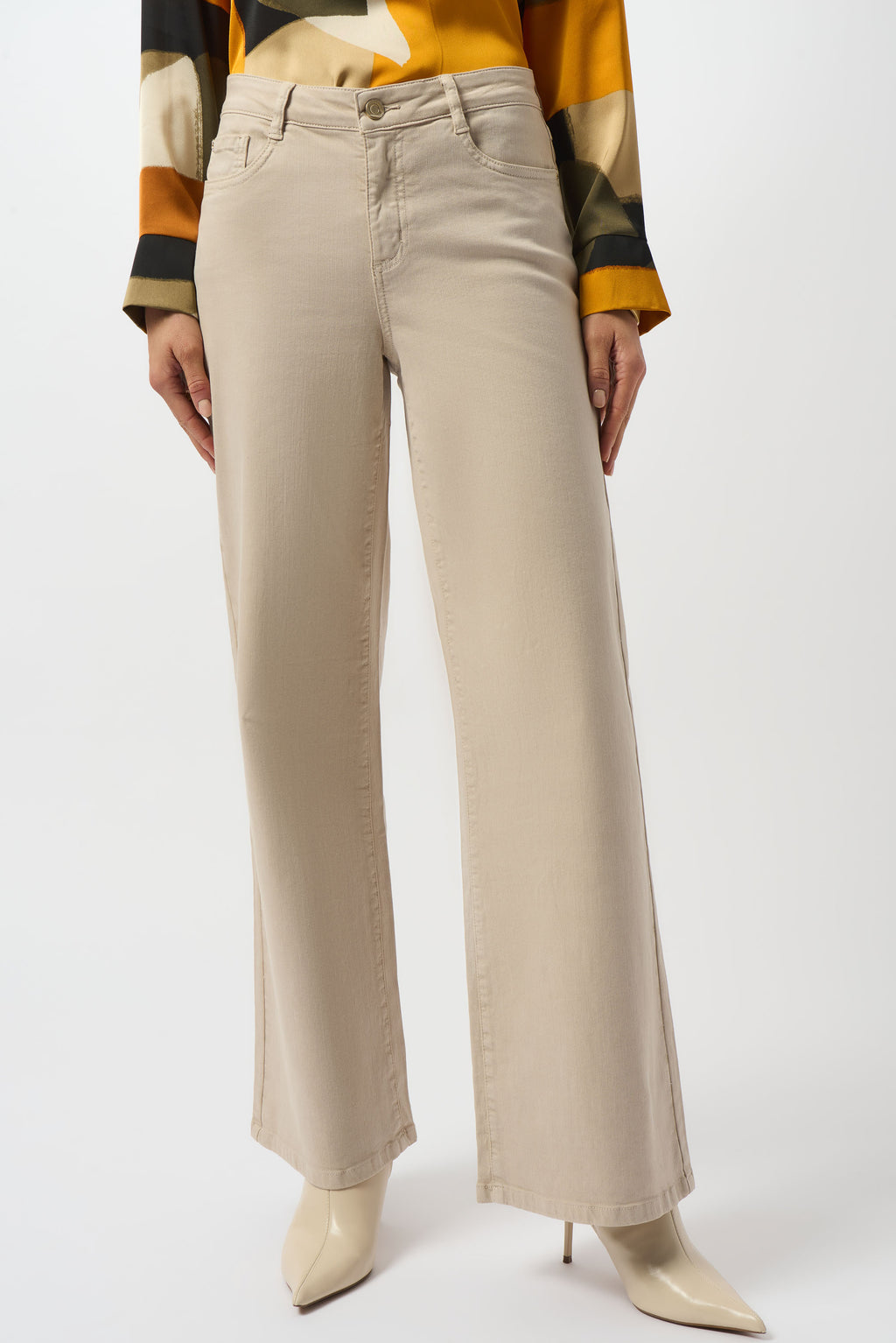Jeans elásticos de pierna ancha beige piedra de luna 253950
