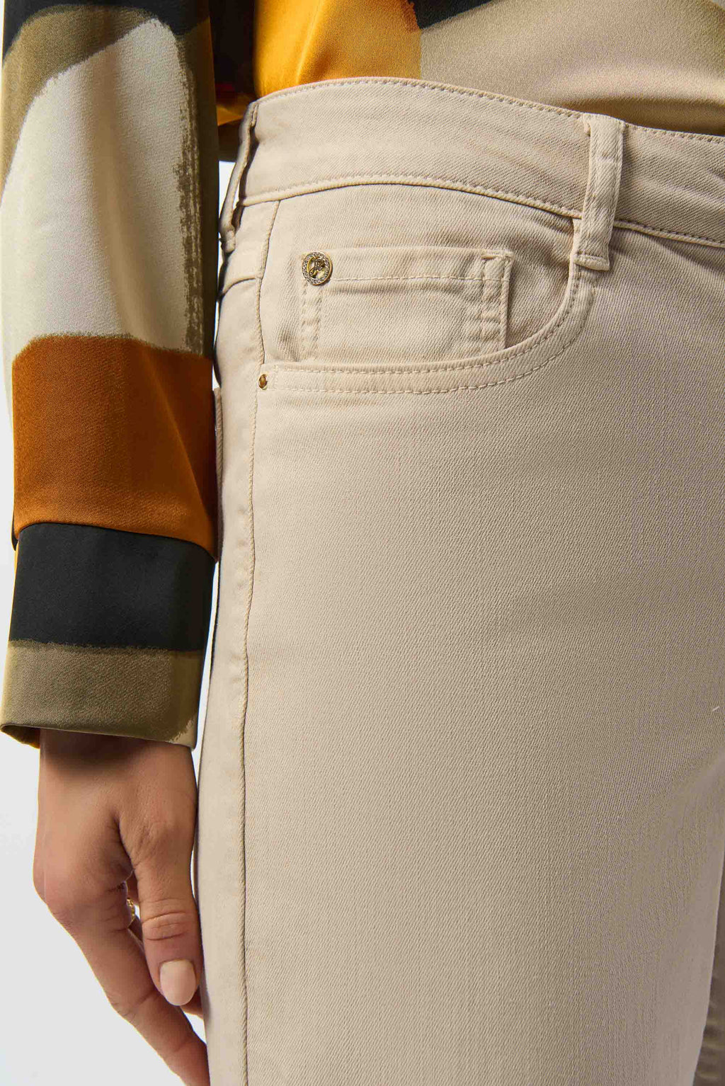 Jeans elásticos de pierna ancha beige piedra de luna 253950