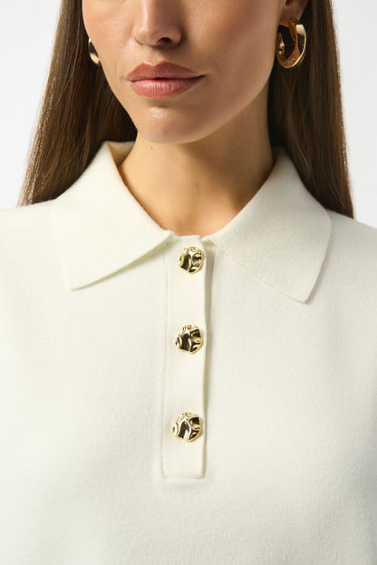 Jersey con cuello polo blanco invierno 253962