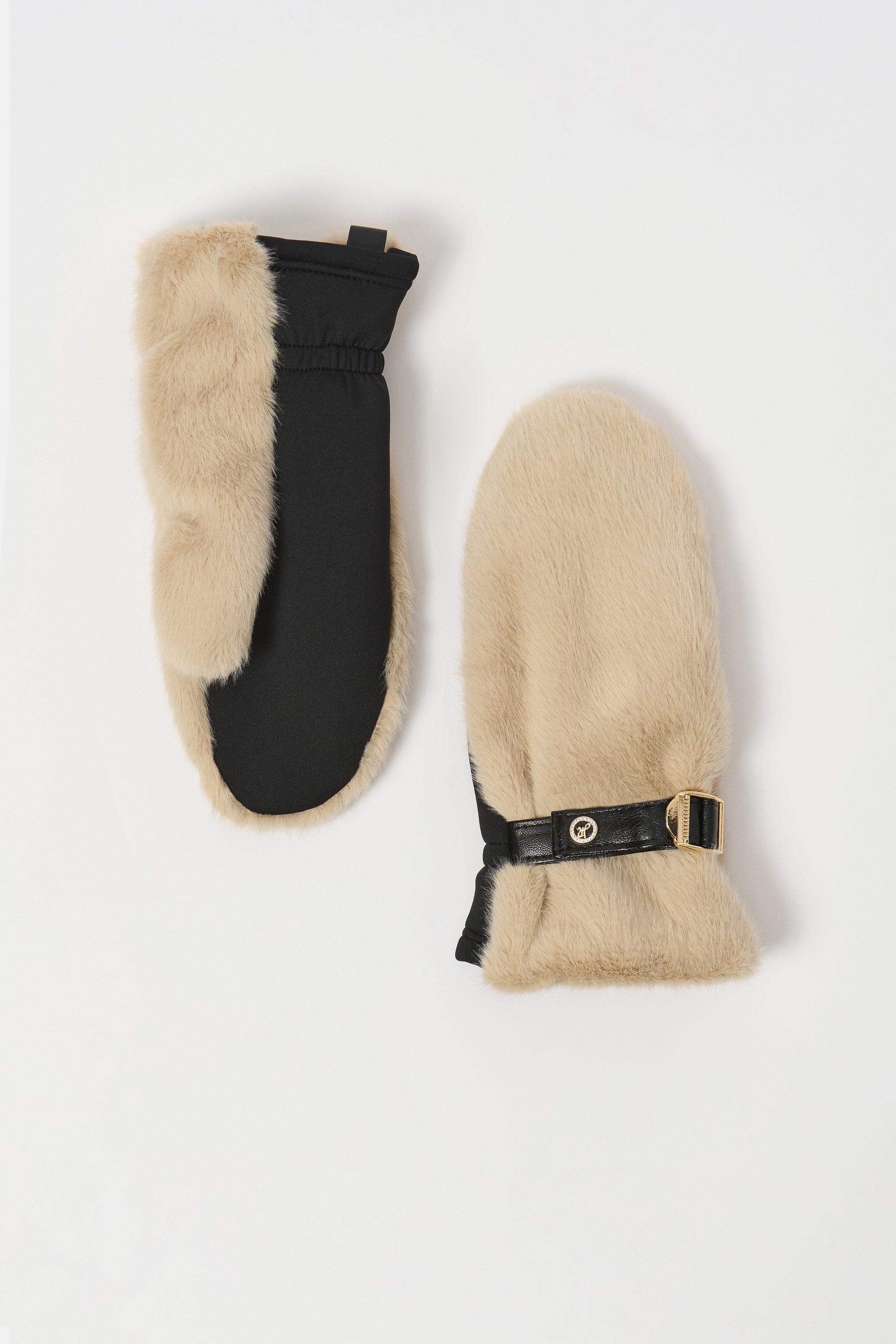 Guantes con pelo sintetico beige almendra 253977