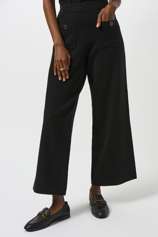 Pantalón de pierna recta de punto negro 253984