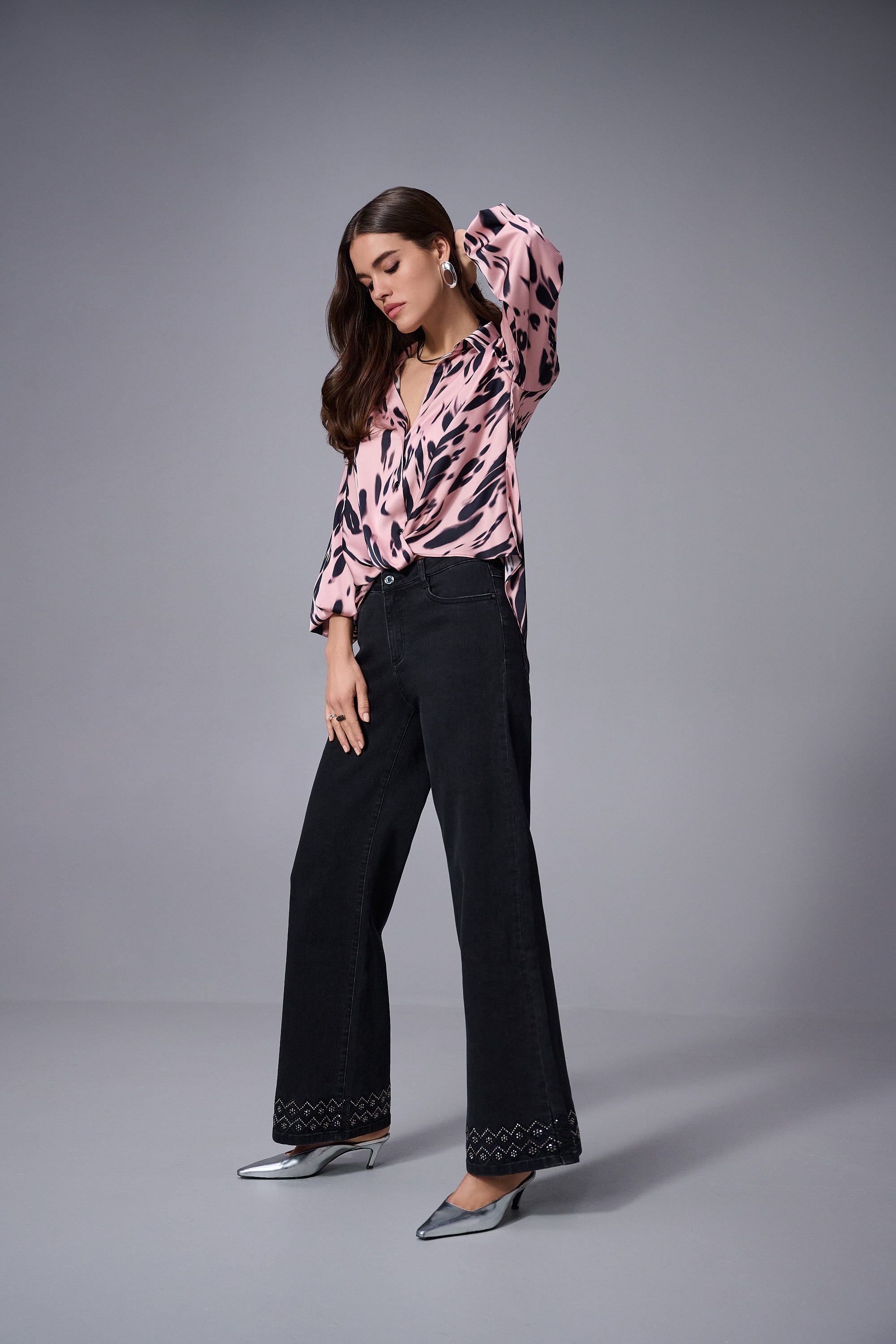 Jeans pierna ancha gris carbón 253988