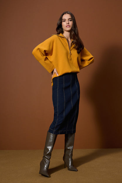 Falda de lápiz de mezclilla elastica 253996