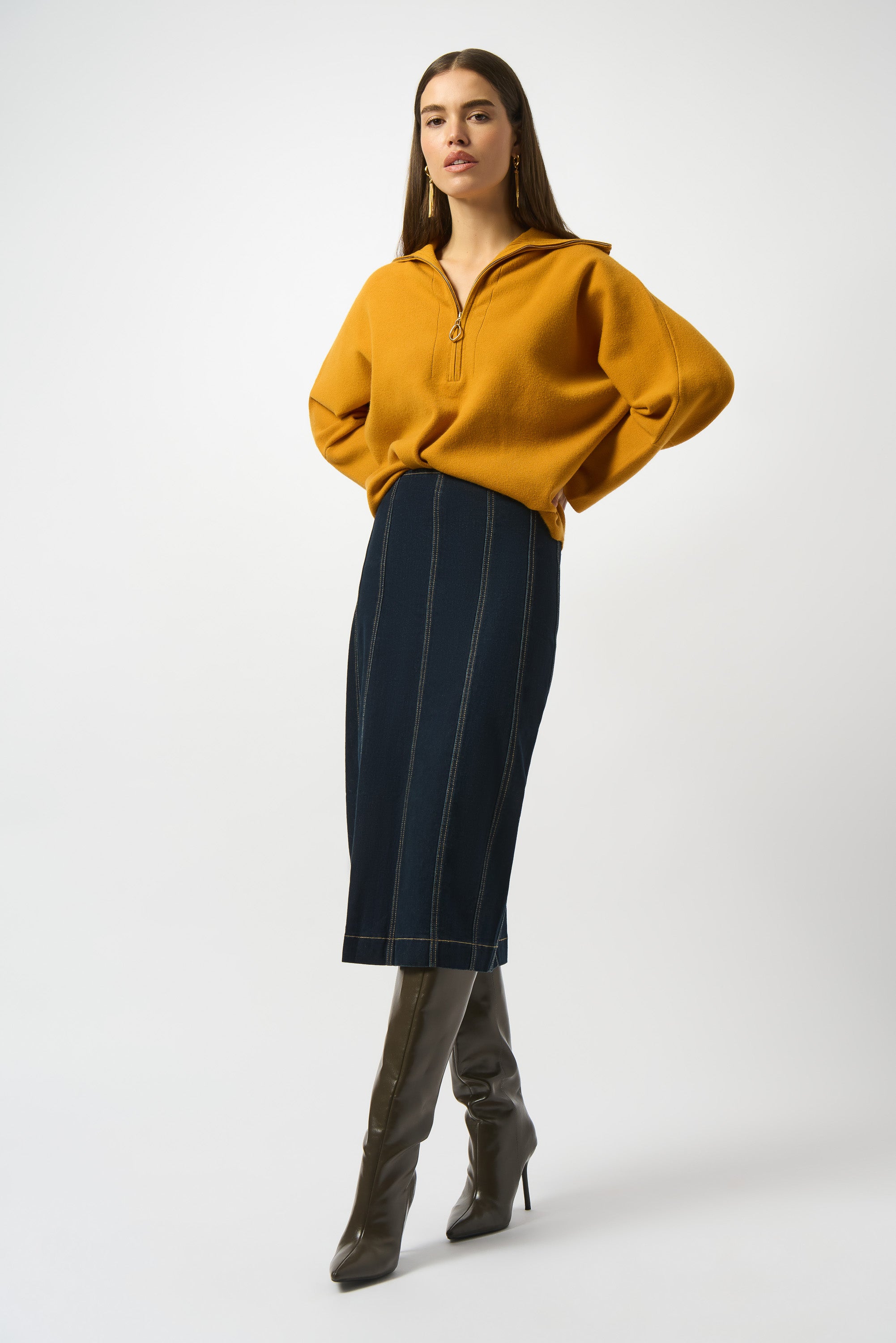 Falda de lápiz de mezclilla elastica 253996