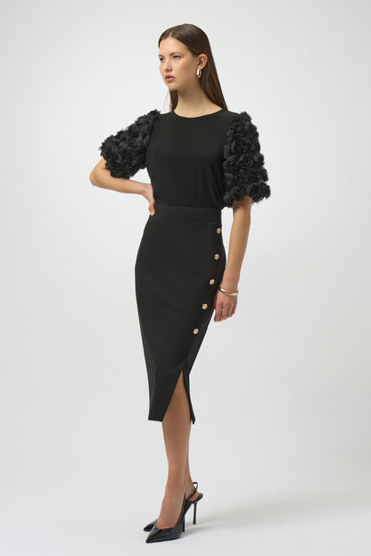 Falda de tubo con botones metálicos negro 254001