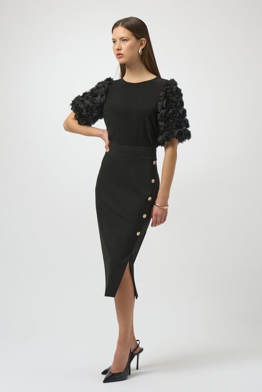 Falda de tubo con botones metálicos negro 254001