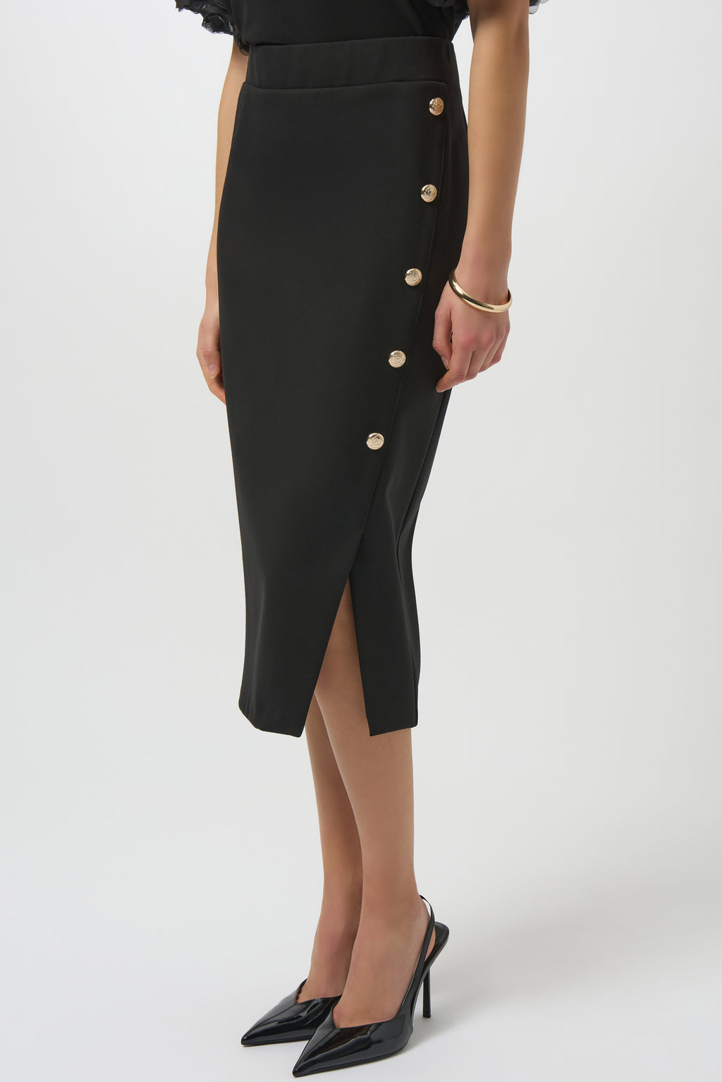 Falda de tubo con botones metálicos negro 254001