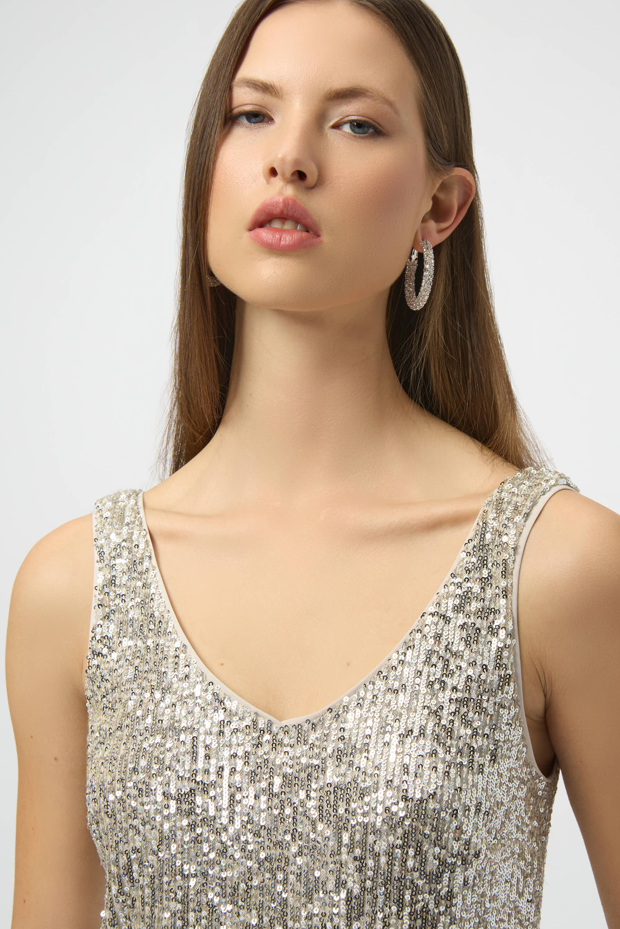 Blusa sin mangas con lentejuelas plata 254023