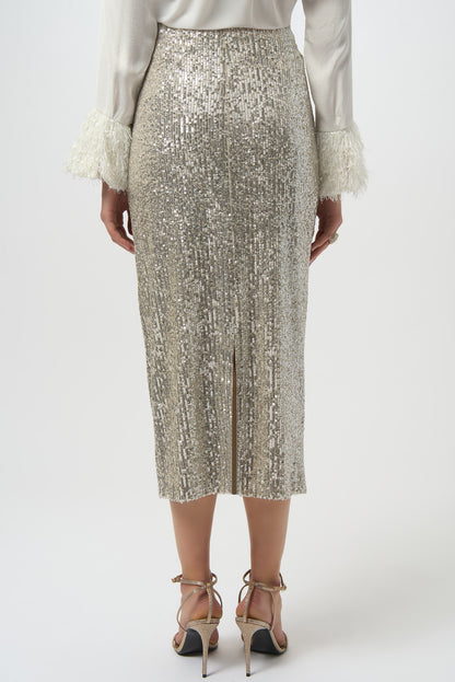 Falda de lápiz con lentejuelas plata 254038