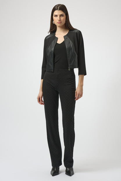 Pantalón recto con efecto en relieve negro 254106