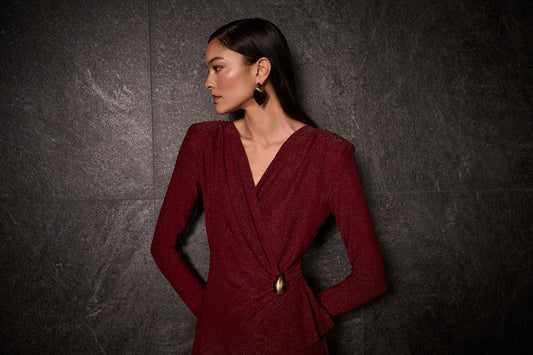 Palazzo de pierna ancha con efecto metálico rojo cereza 254123