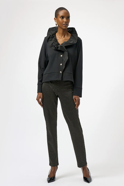 Pantalón de punto grueso ajustado con efecto metalizado negro y dorado 254143