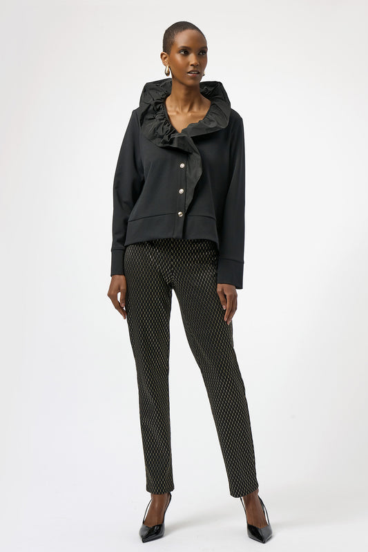 Pantalón de punto grueso ajustado con efecto metalizado negro y dorado 254143