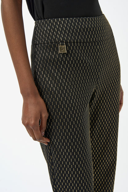 Pantalón de punto grueso ajustado con efecto metalizado negro y dorado 254143