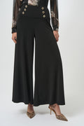 Pantalón acampanado en punto de crepé negro 254178