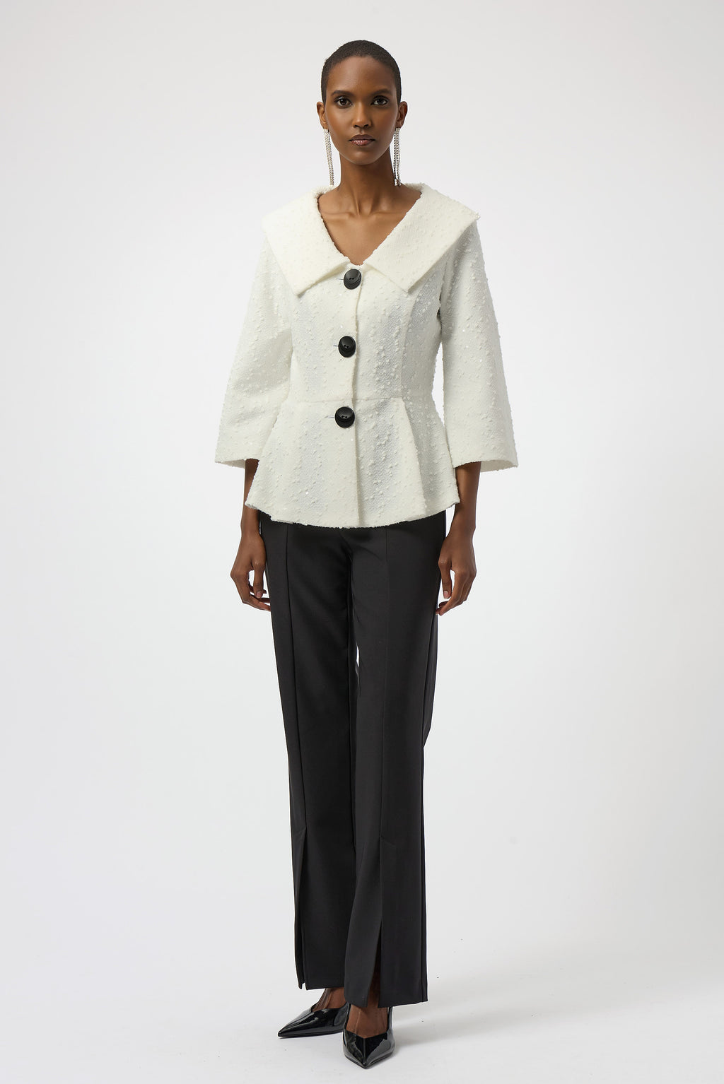 Chaqueta de boucle con faldón blanco invierno 254184