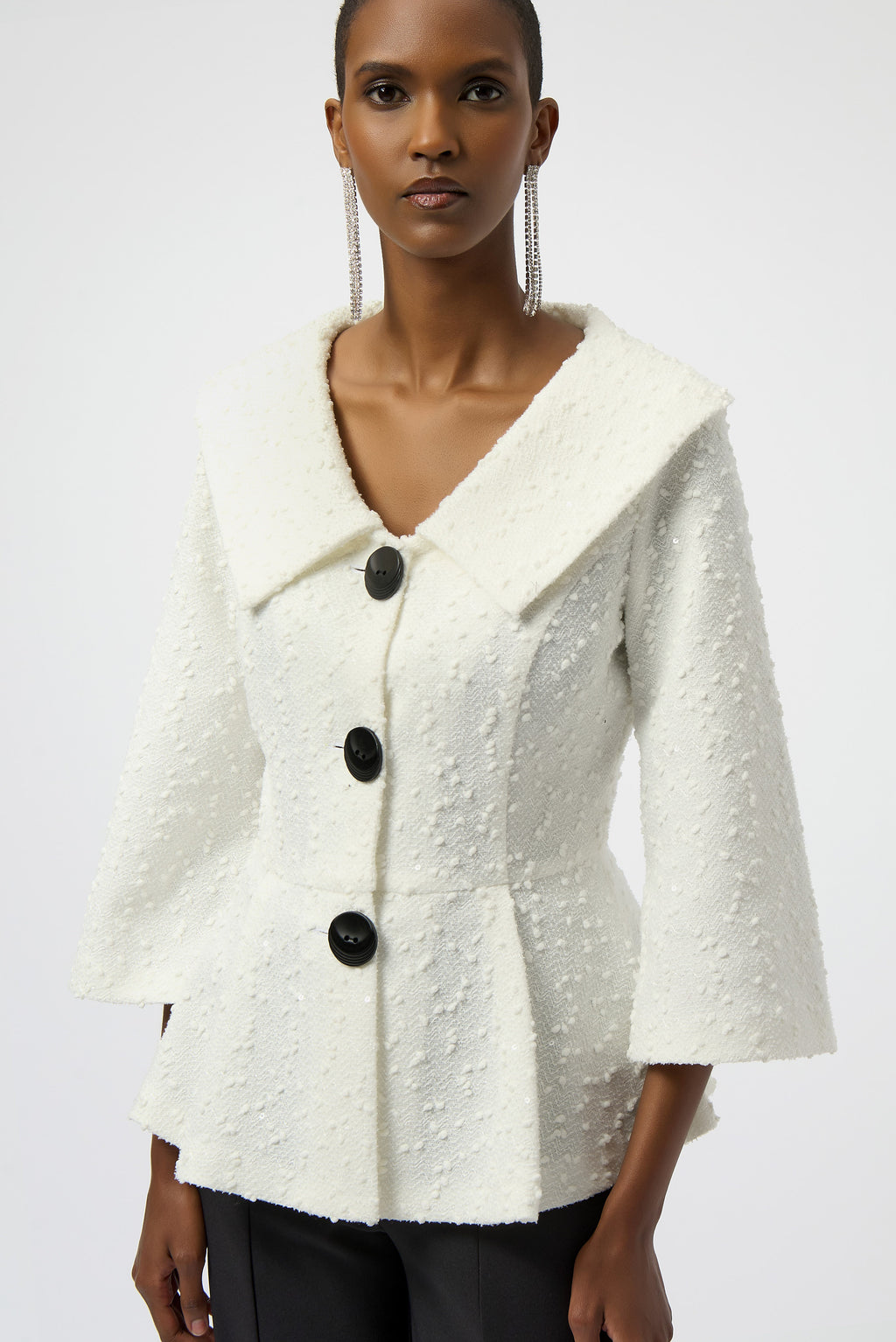Chaqueta de boucle con faldón blanco invierno 254184