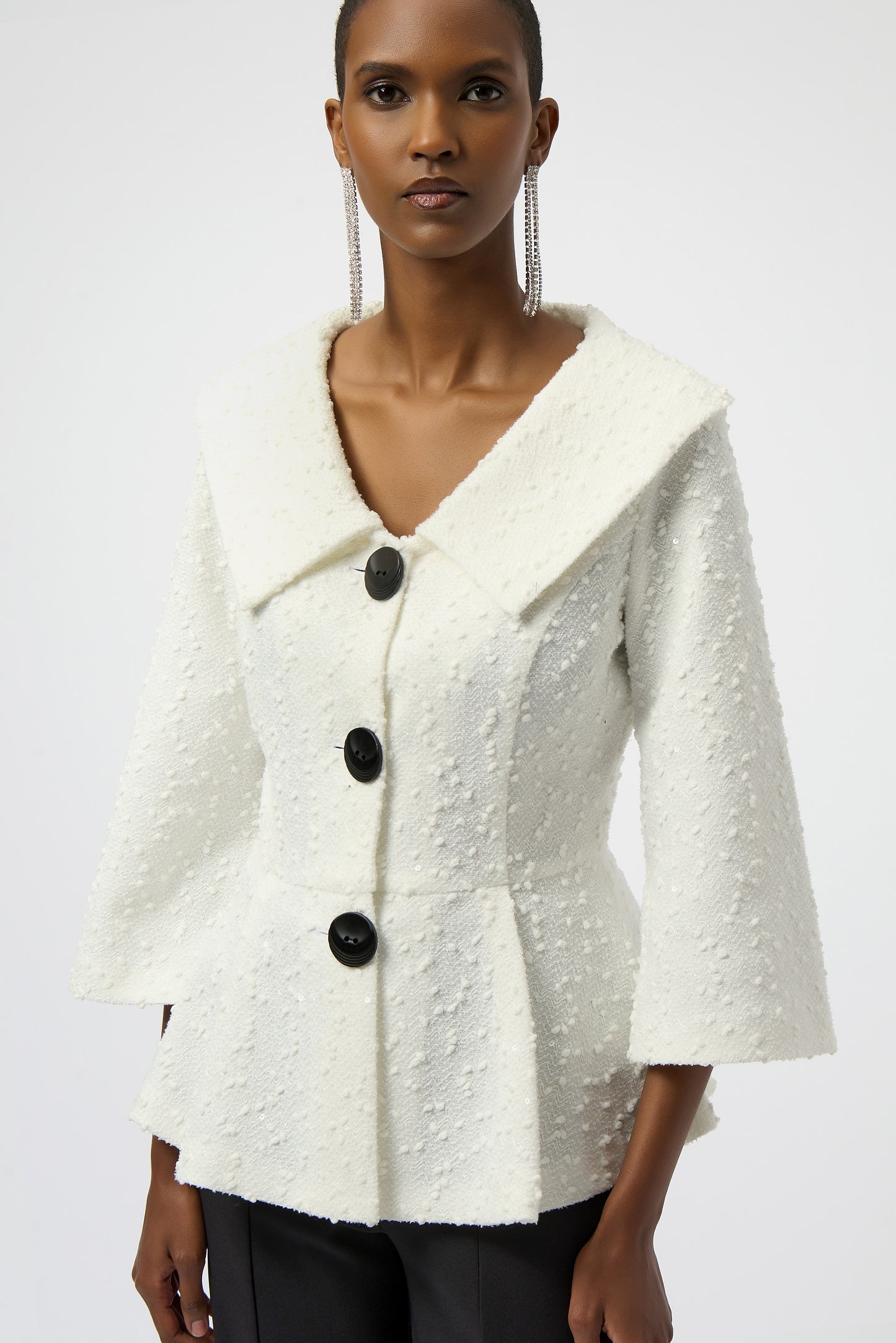Chaqueta de boucle con faldón blanco invierno 254184
