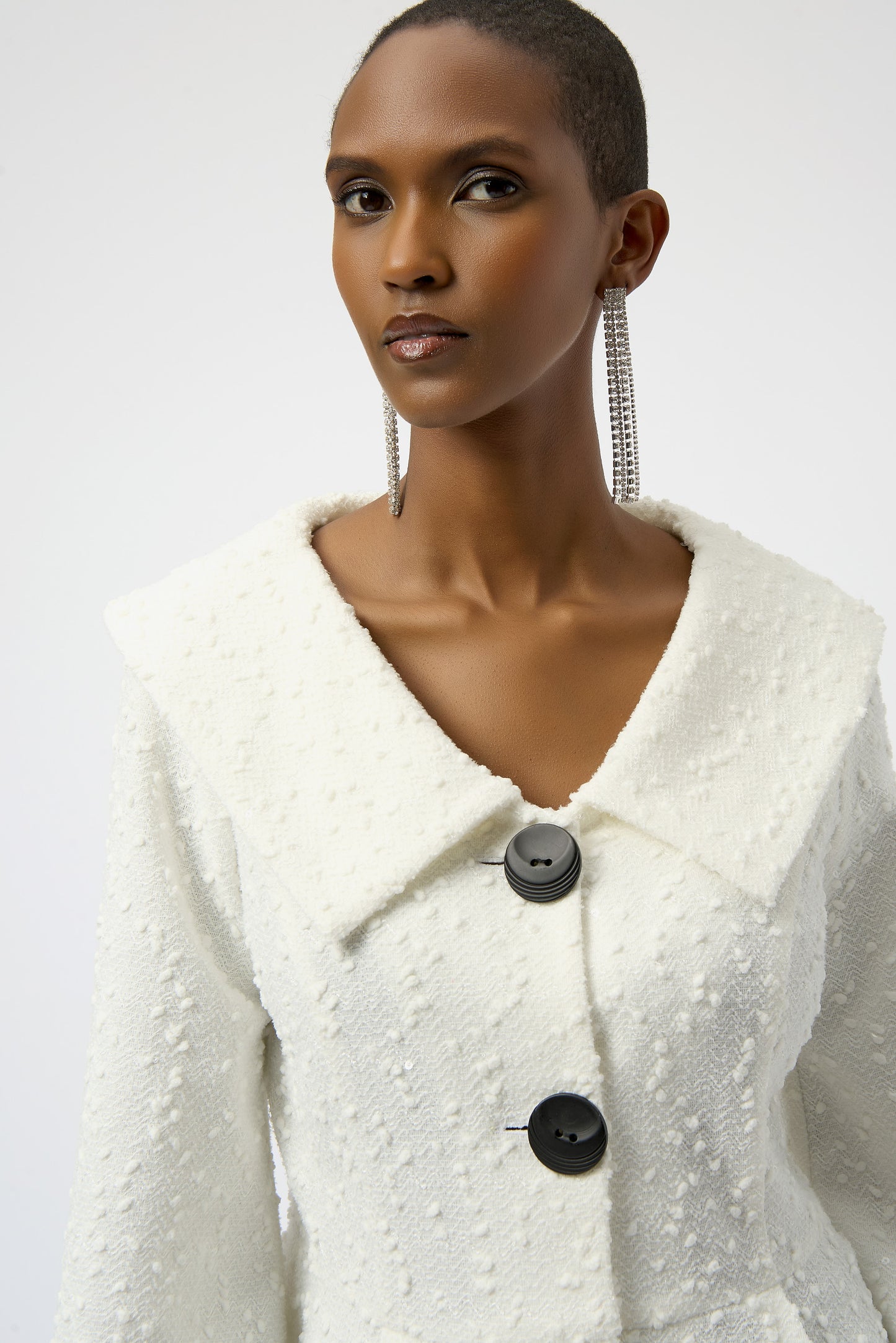 Chaqueta de boucle con faldón blanco invierno 254184