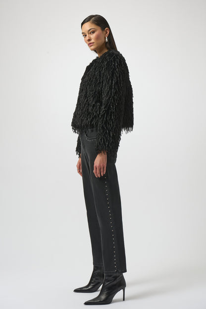 Chaqueta recta de piel sintética negro 254905