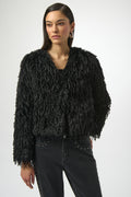 Chaqueta recta de piel sintética negro 254905