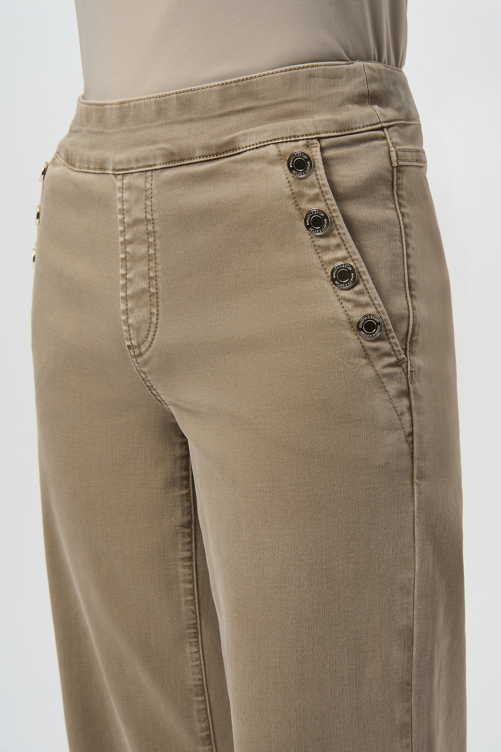 Jeans de pierna ancha con botones metálicos kaki fauno 254919