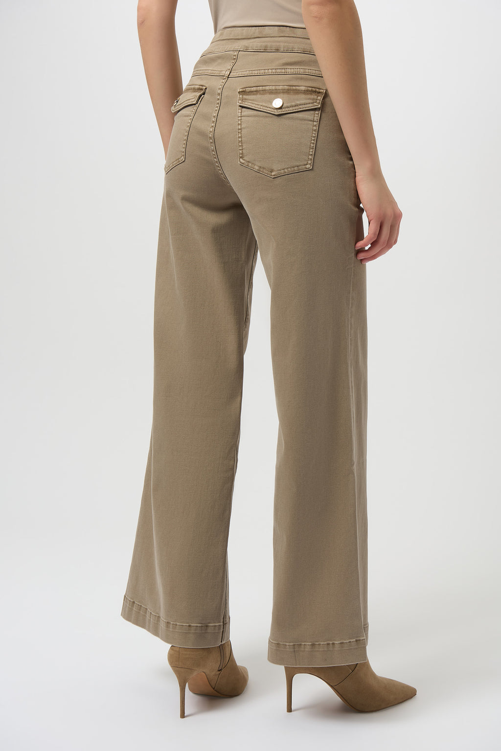 Jeans de pierna ancha con botones metálicos kaki fauno 254919