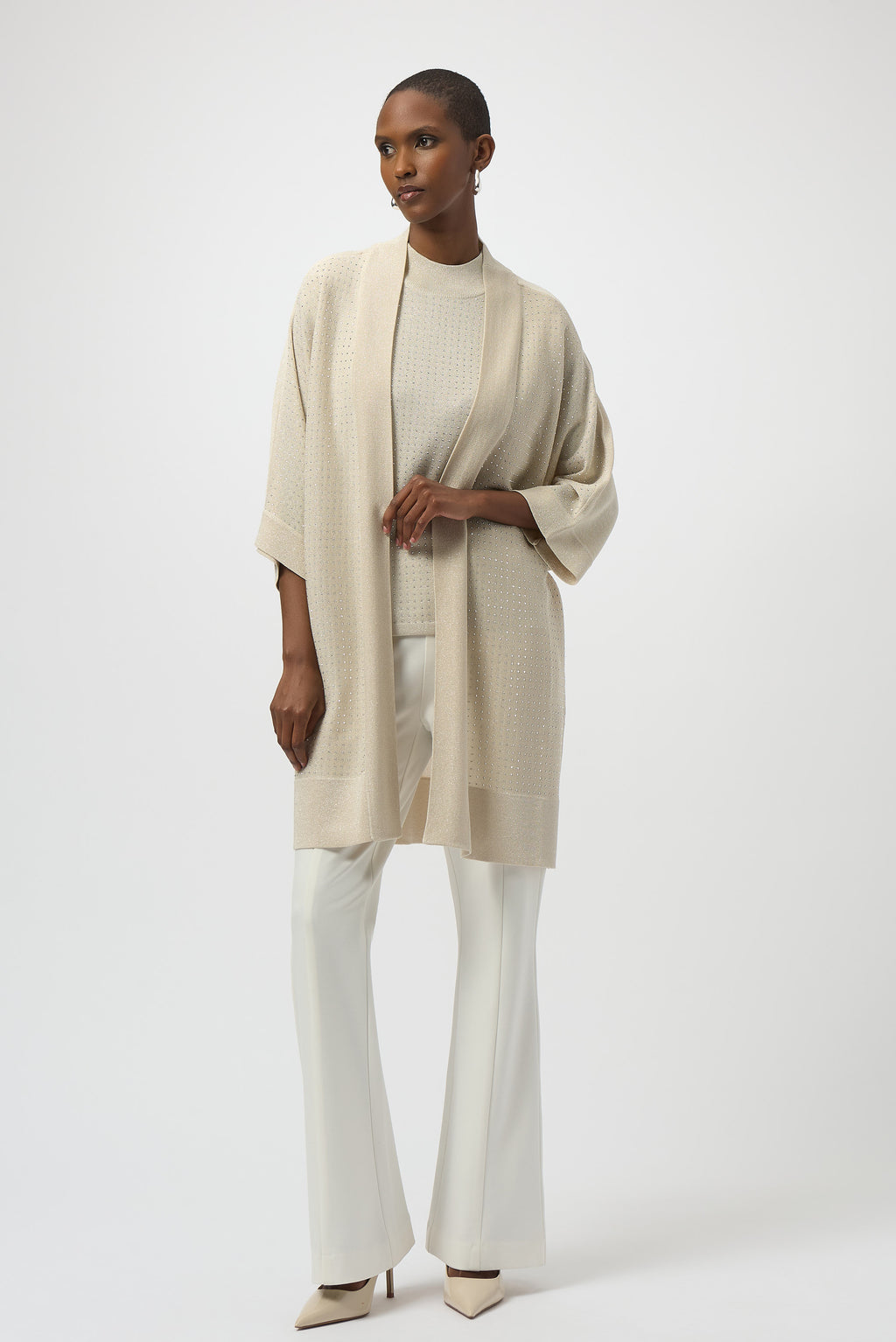 Cover up de punto con pedreria beige 254937