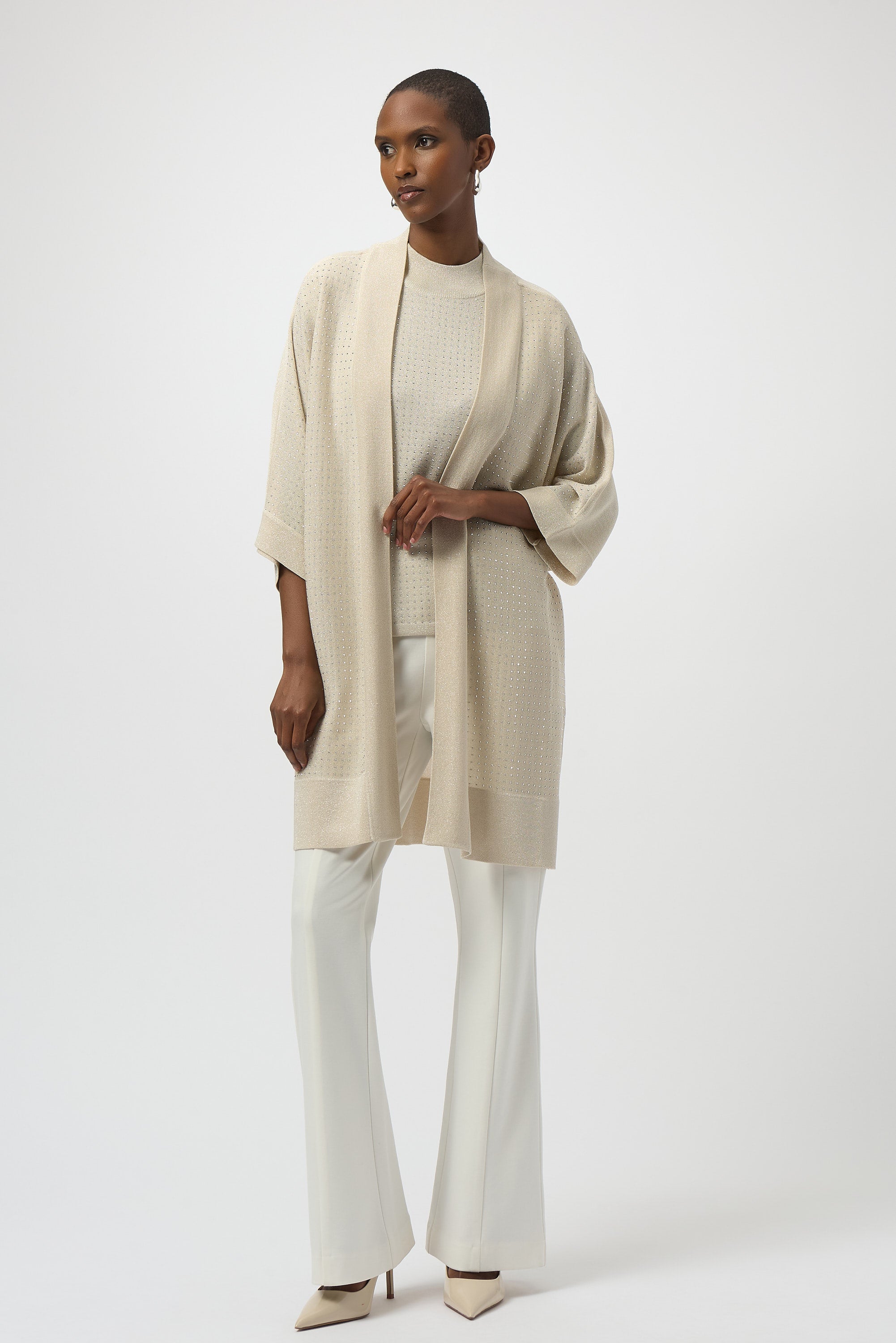 Cover up de punto con pedreria beige 254937