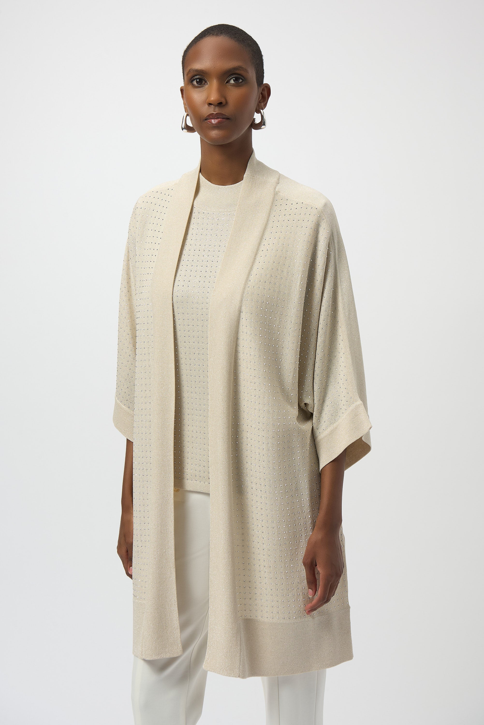 Cover up de punto con pedreria beige 254937