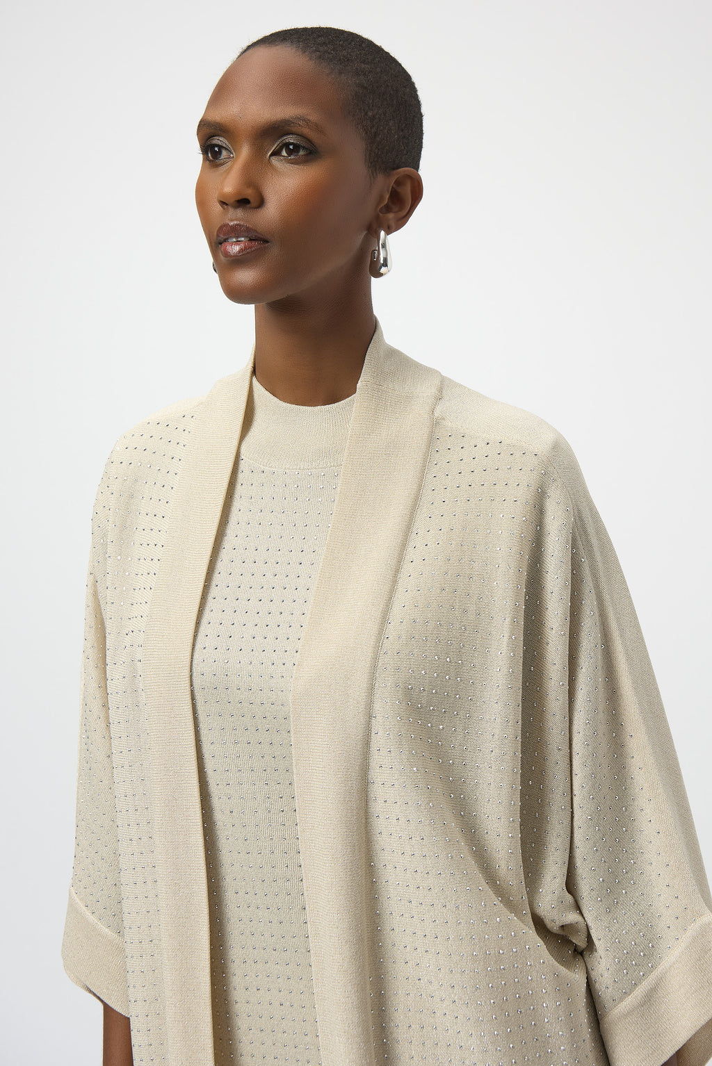 Cover up de punto con pedreria beige 254937