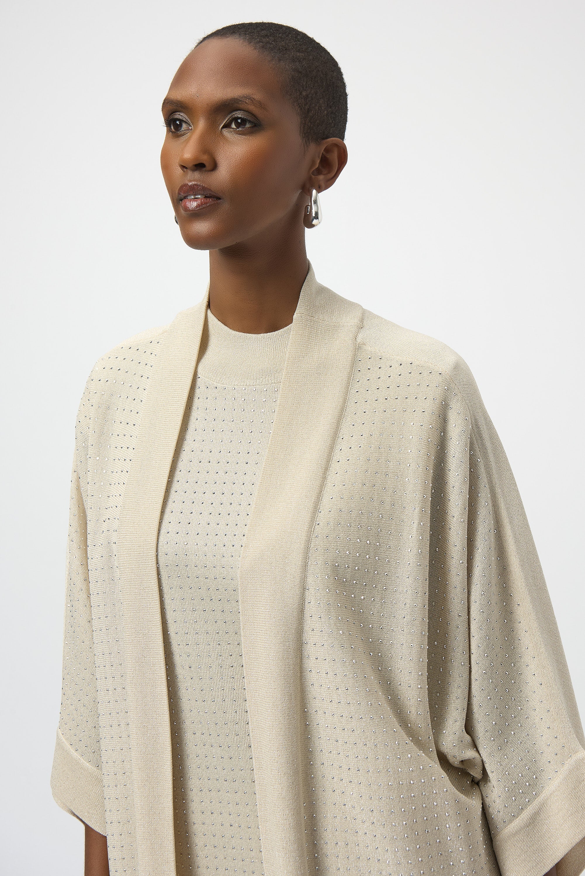 Cover up de punto con pedreria beige 254937