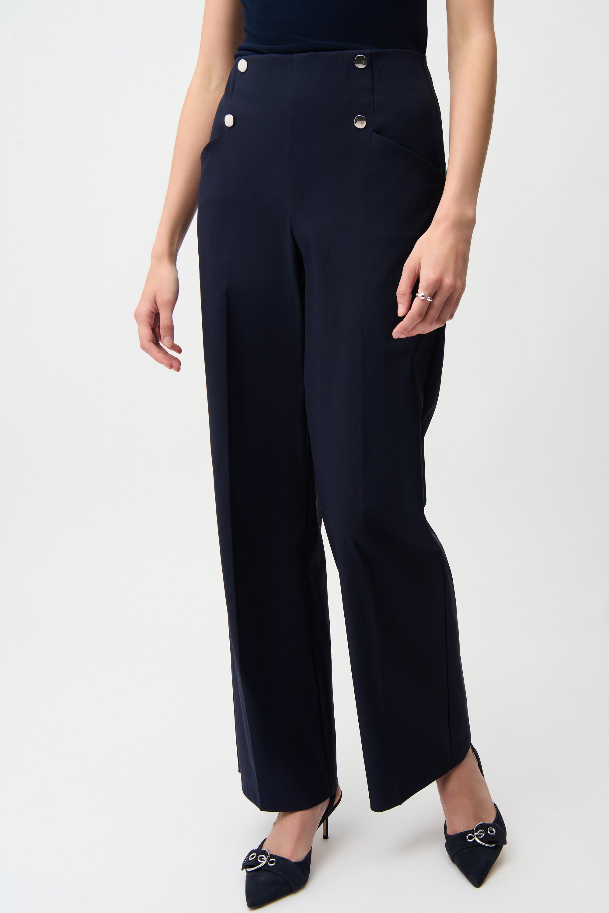Pantalones de pierna ancha sin cierres en tejido millennium Azul medianoche 261040