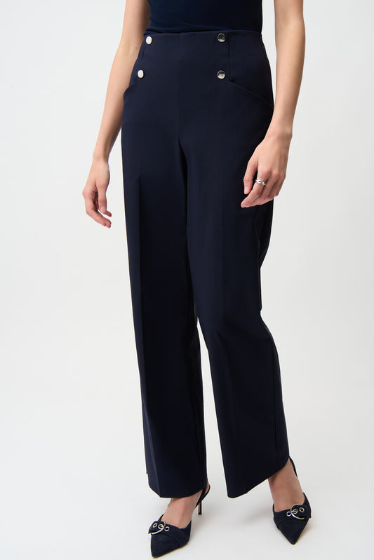 Pantalones de pierna ancha sin cierres en tejido millennium Azul medianoche 261040