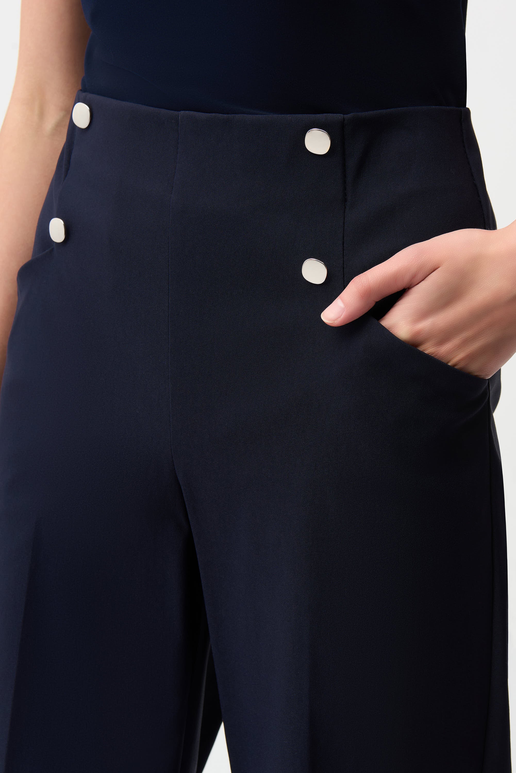 Pantalones de pierna ancha sin cierres en tejido millennium Azul medianoche 261040