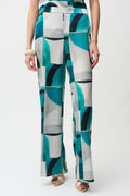 Pantalón de pierna ancha con estampado geométrico verde 261042