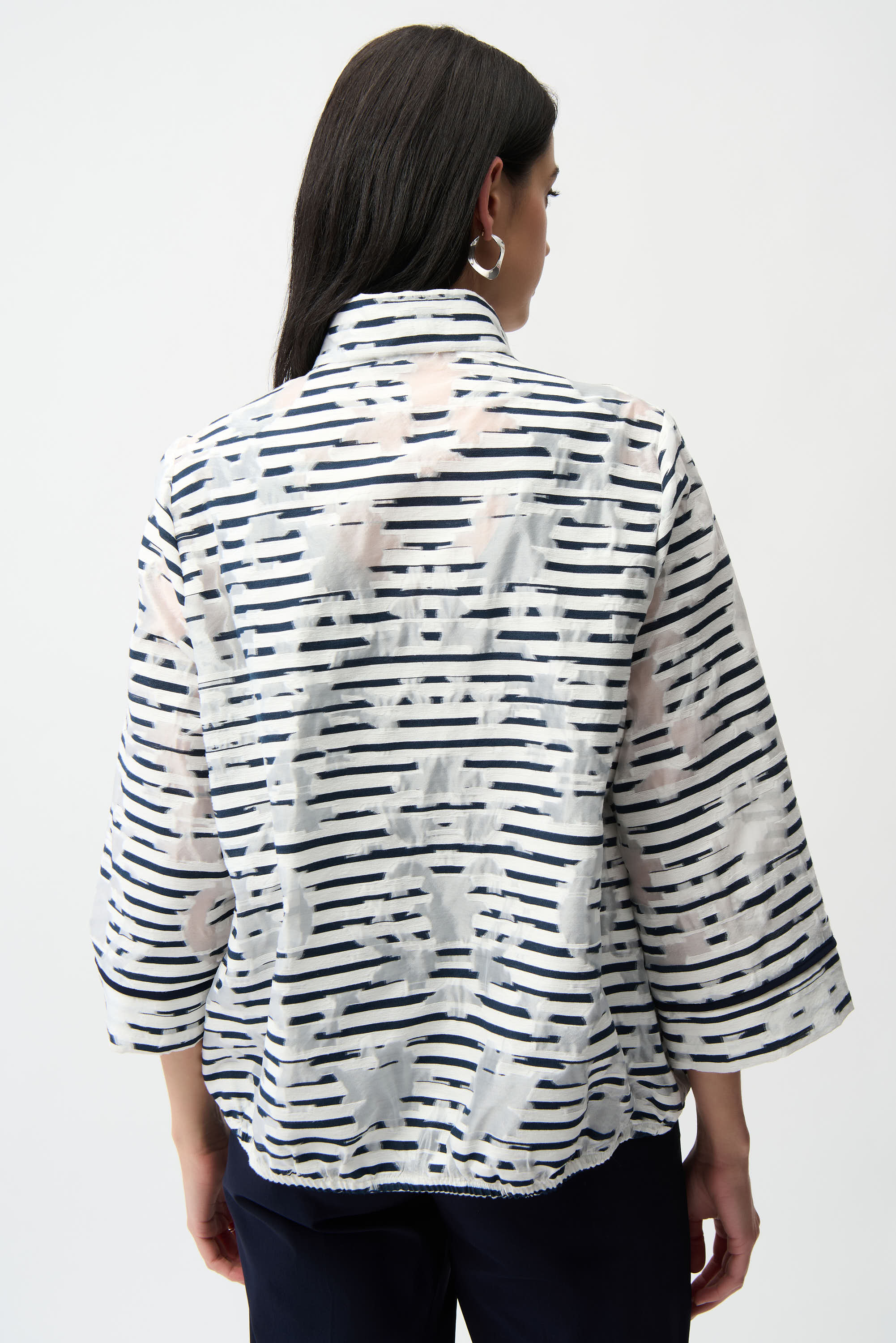 Chaqueta bomber a rayas blanco y marino 261094